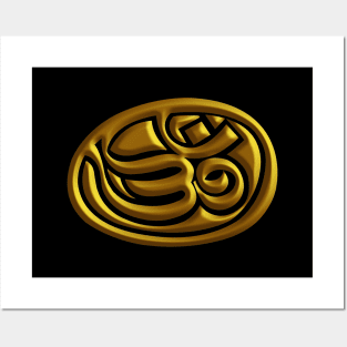 Om Mudra Gold Embossed Posters and Art